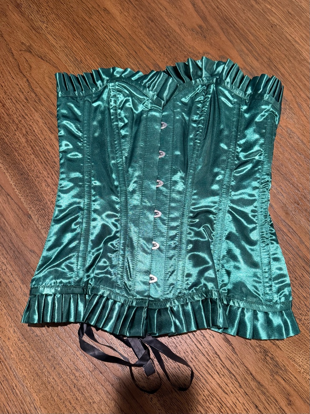 Satin Emerald Green Strapless Corset Top